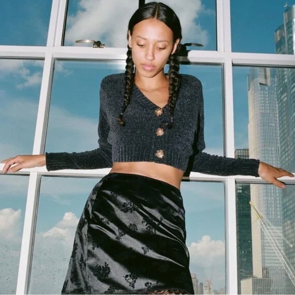 Urban Outfitters Sweaters - Urban Outfitters Chenille Knit Loose Fit Cropped Cardigan Sweater Size Medium